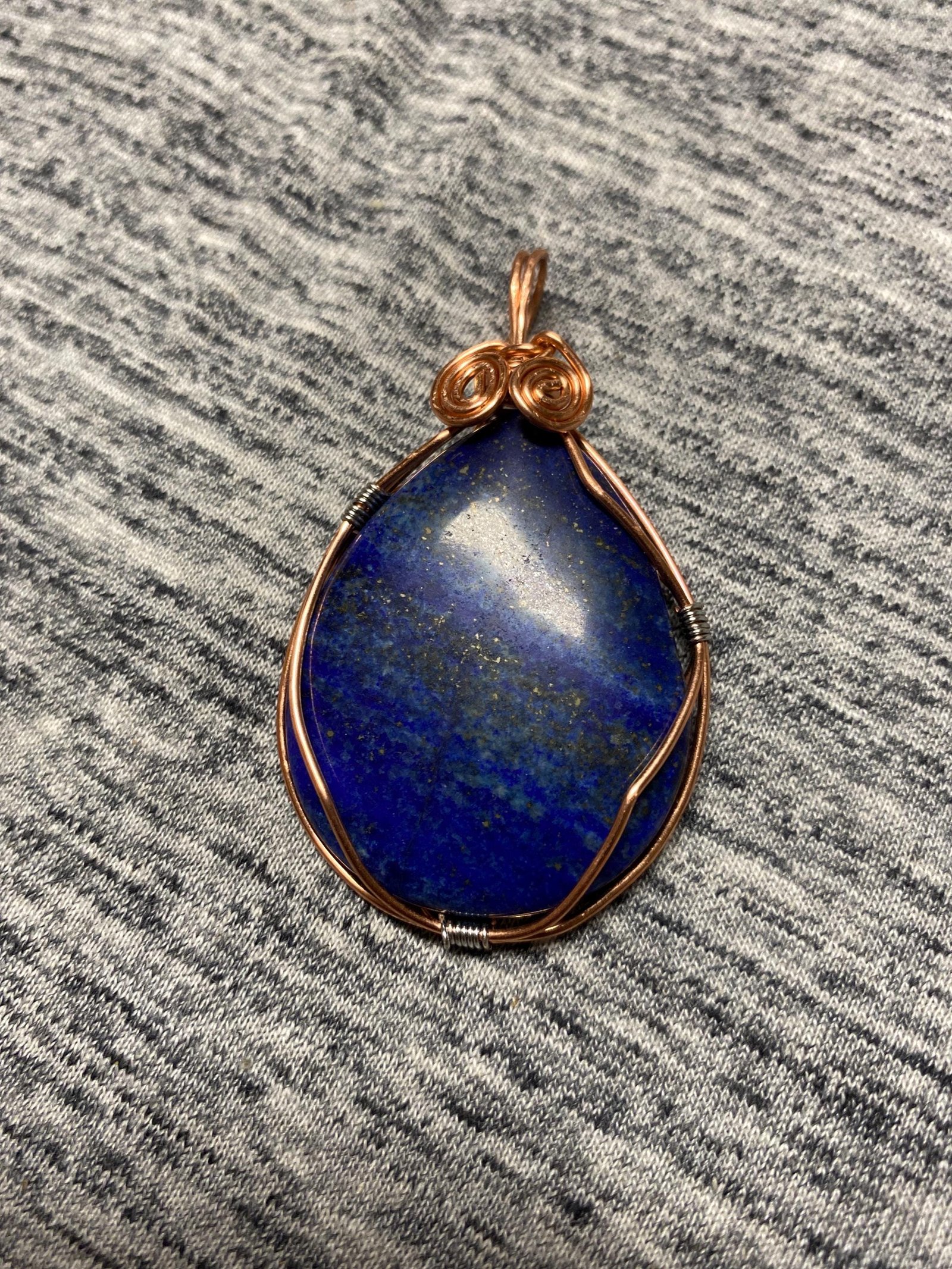 Hand-Wrapped Crystal Cabochon Pendant: Copper Wire Wrapped Gemstone Necklace — Unikite