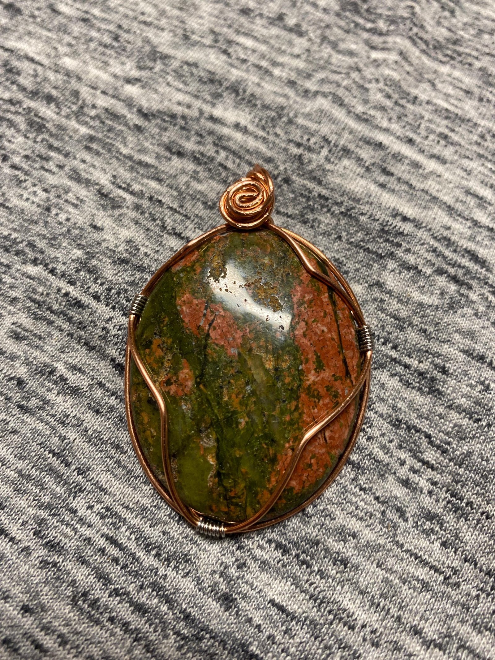 Hand-Wrapped Crystal Cabochon Pendant: Copper Wire Wrapped Gemstone Necklace — Lapas Lazuli