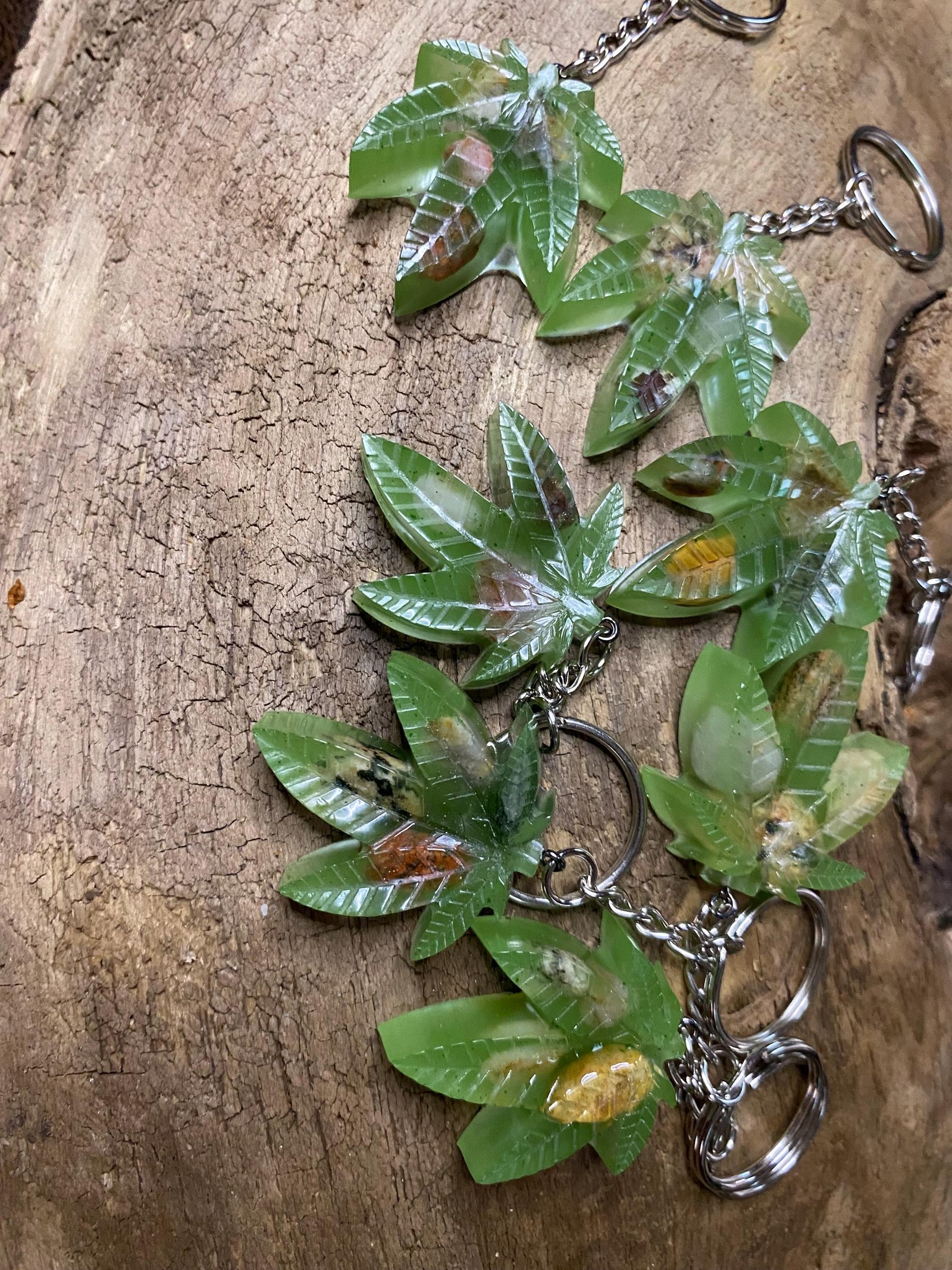 Handcrafted Resin Pot Leaf Keychain | Real Rocks, Stoner Gift
