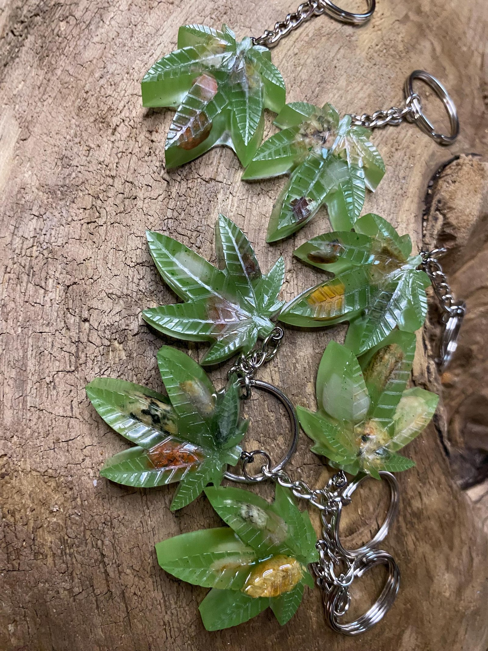 Handcrafted Resin Pot Leaf Keychain | Real Rocks, Stoner Gift — photo 3 of 3