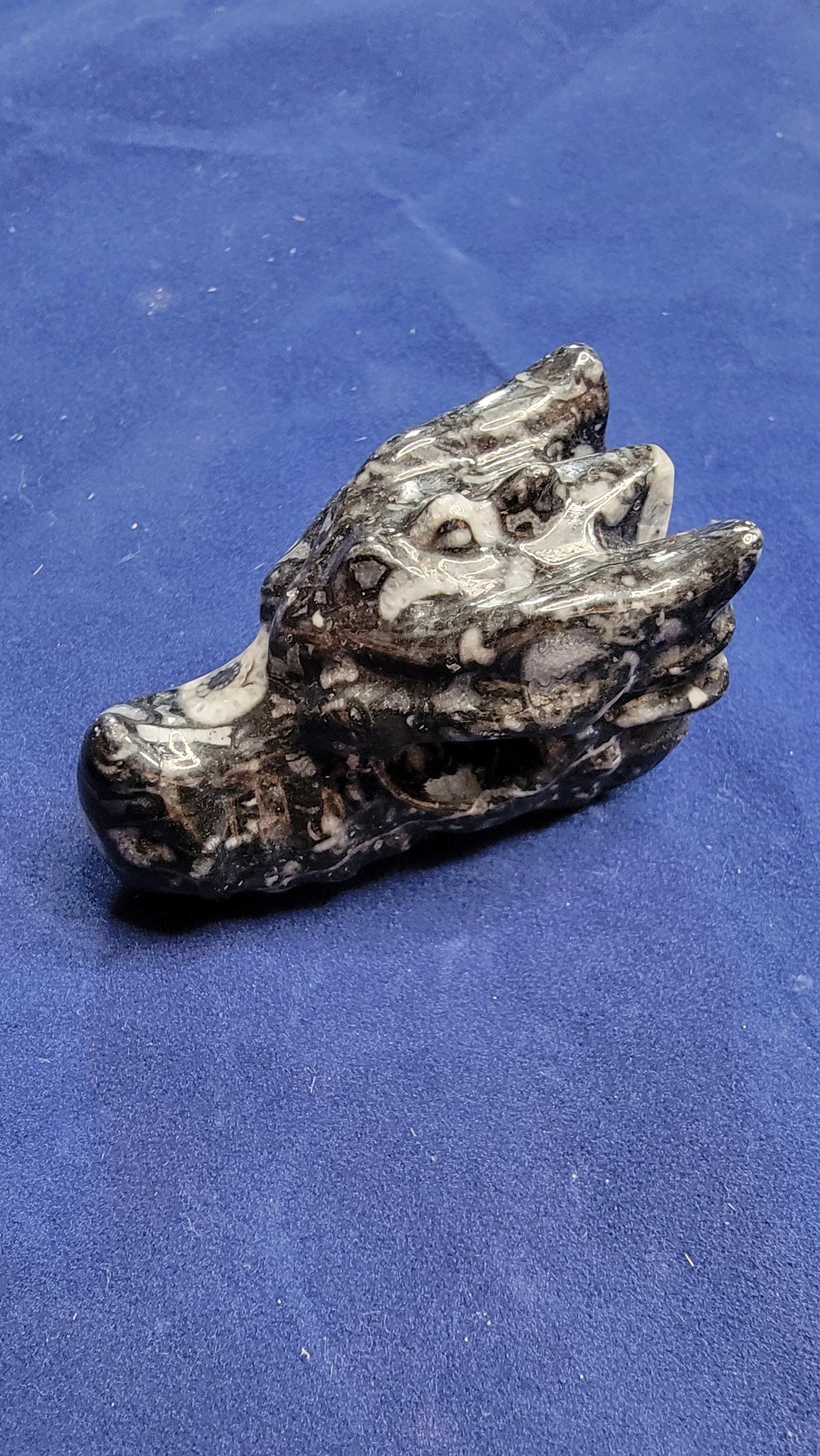 Polished Picasso Jasper Dragon Skull Carving Mini Gemstone Figurine 2" — 2 — photo 3 of 5