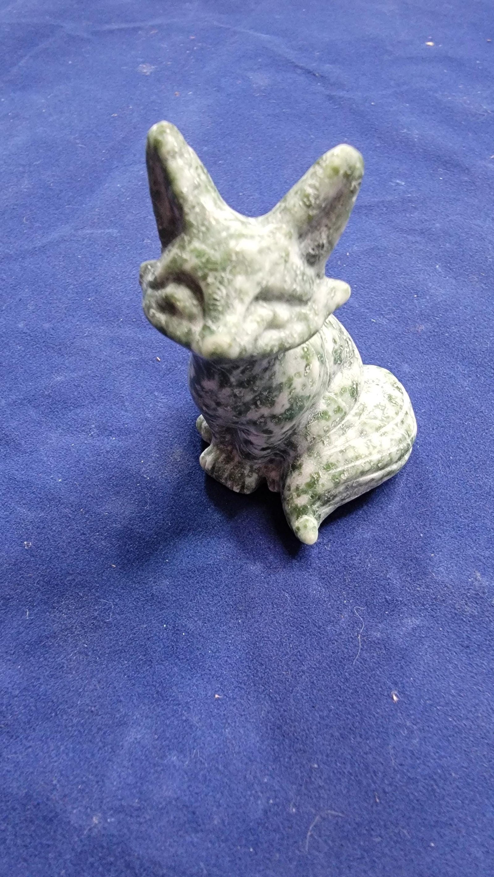 Polished Gemstone Fox Carving - Serpentine or Cherry Blossom Agate Figurine 2" — Serpentine — photo 5 of 6