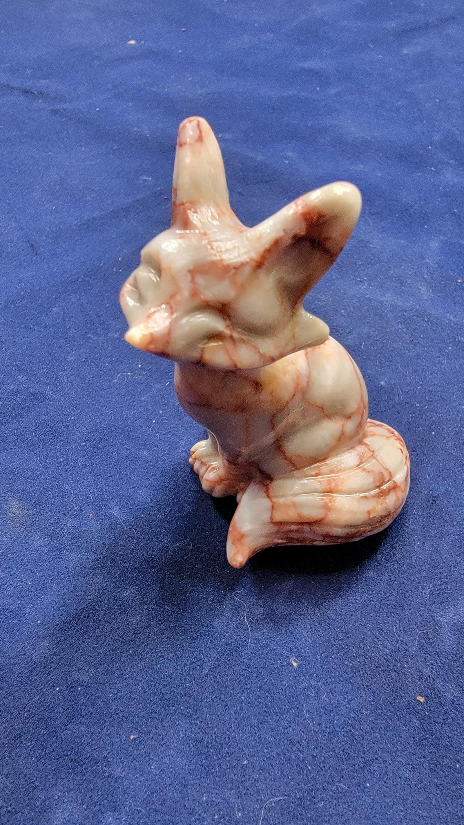 Polished Gemstone Fox Carving - Serpentine or Cherry Blossom Agate Figurine 2" — Serpentine — photo 6 of 6