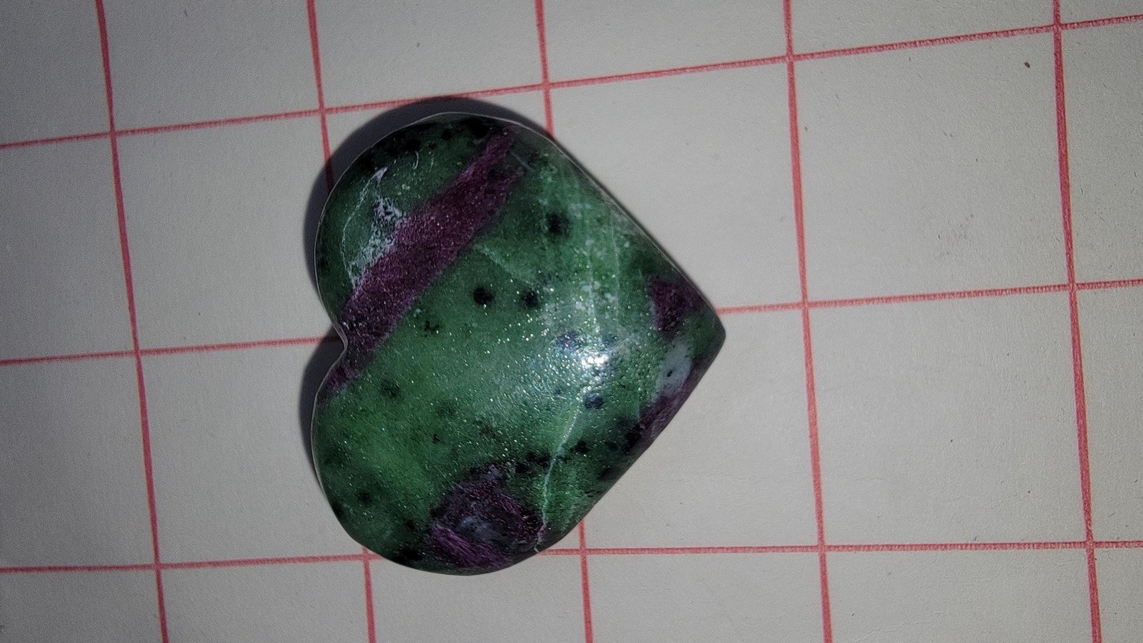 Ruby in Zoisite Heart Palm Stone – UV Reactive Crystal, Heart Chakra — photo 2 of 3