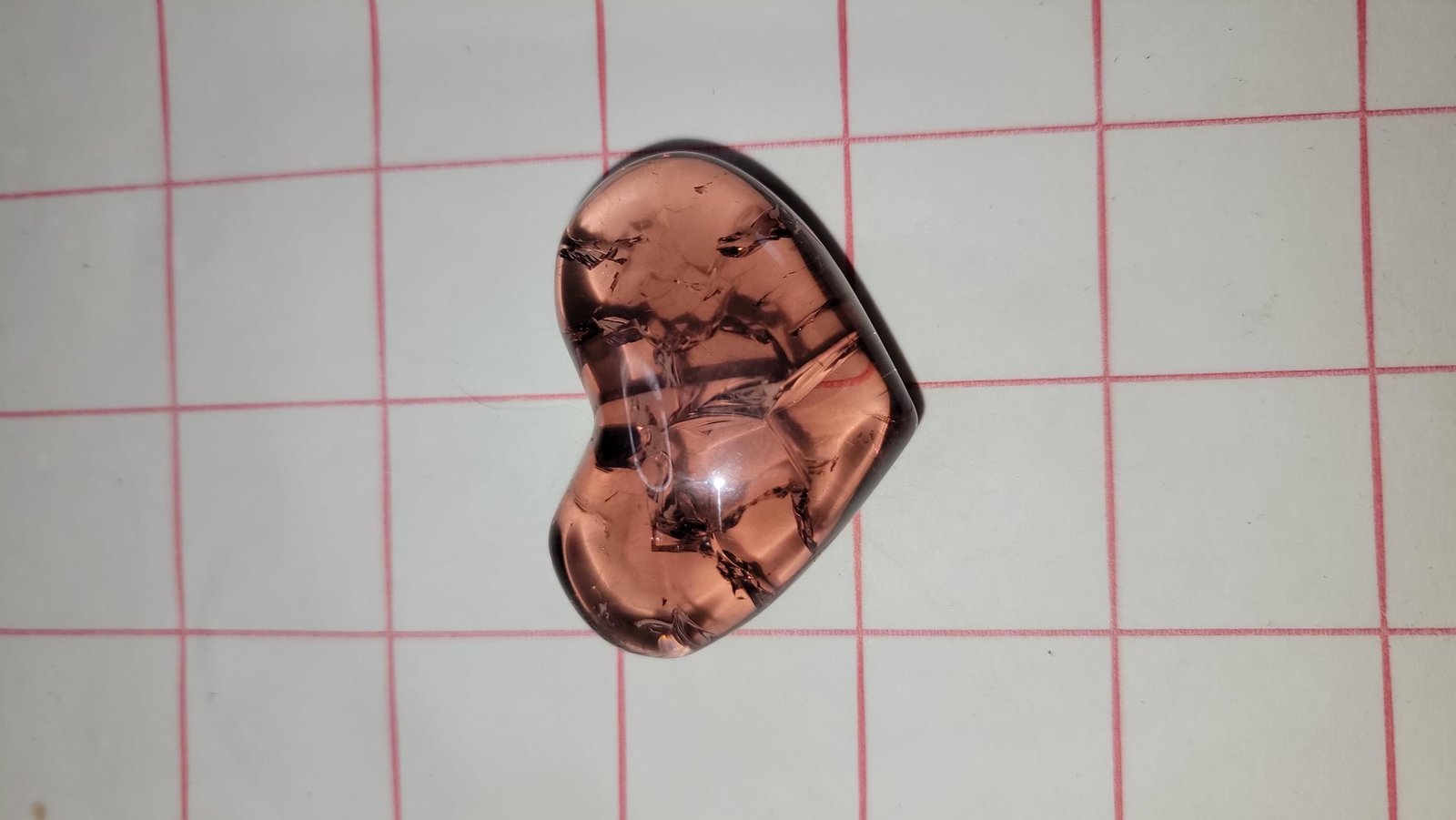 Reddish Pink Uranium Glass Heart – Vintage Style Palm Worry Stone — photo 2 of 4