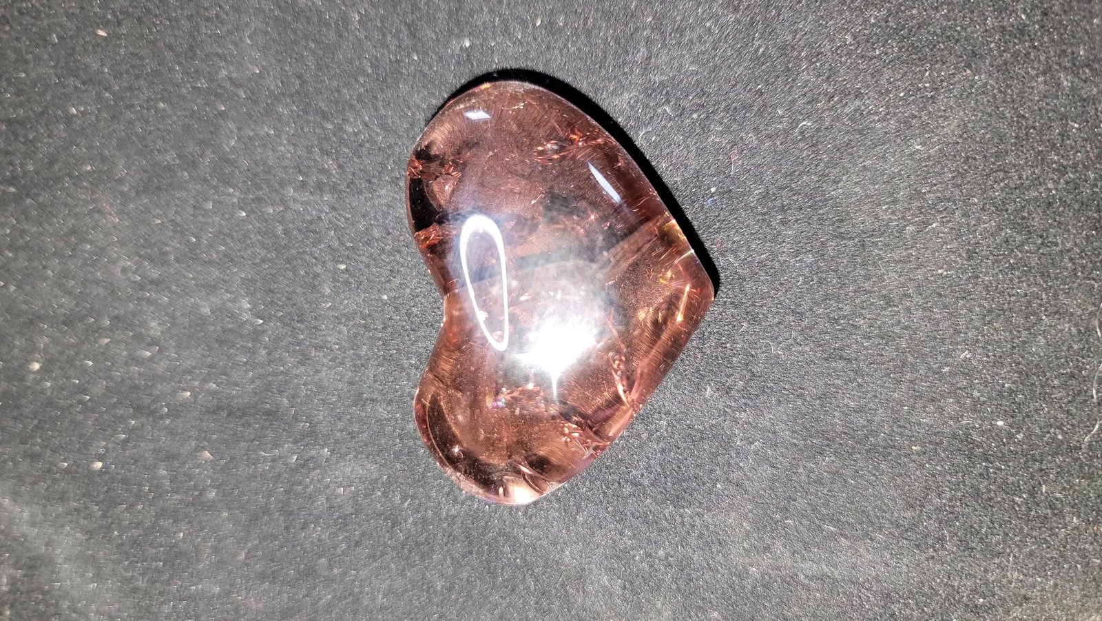 Reddish Pink Uranium Glass Heart – Vintage Style Palm Worry Stone — photo 3 of 4
