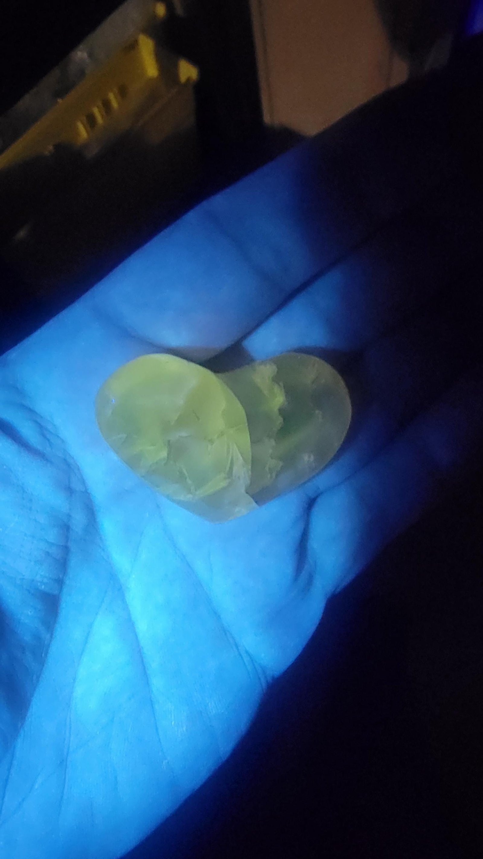 Reddish Pink Uranium Glass Heart – Vintage Style Palm Worry Stone — photo 4 of 4