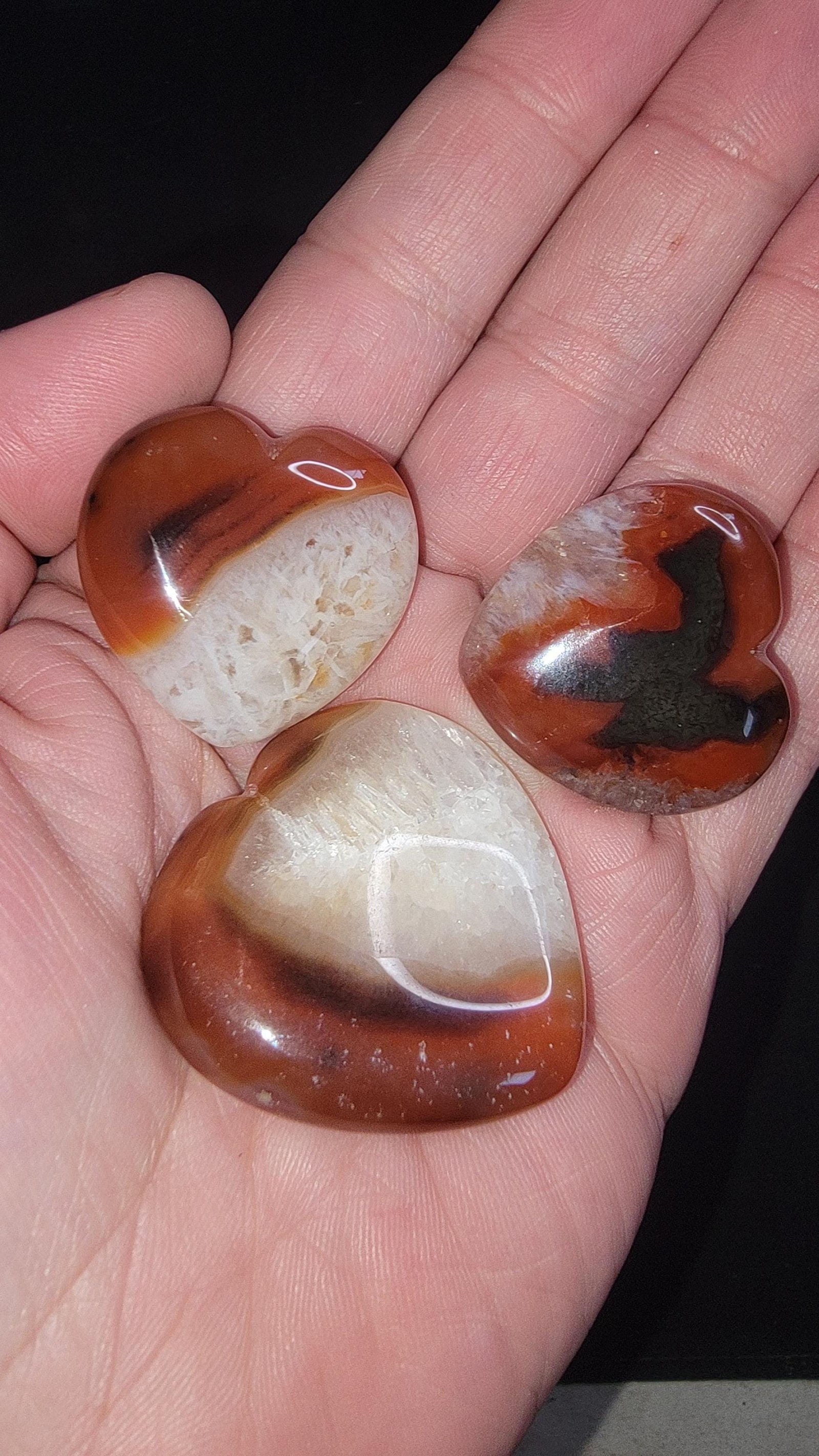 Polished Carnelian Quartz Heart – Natural Worry Stone, Sacral Chakra — 2x2 inch heart