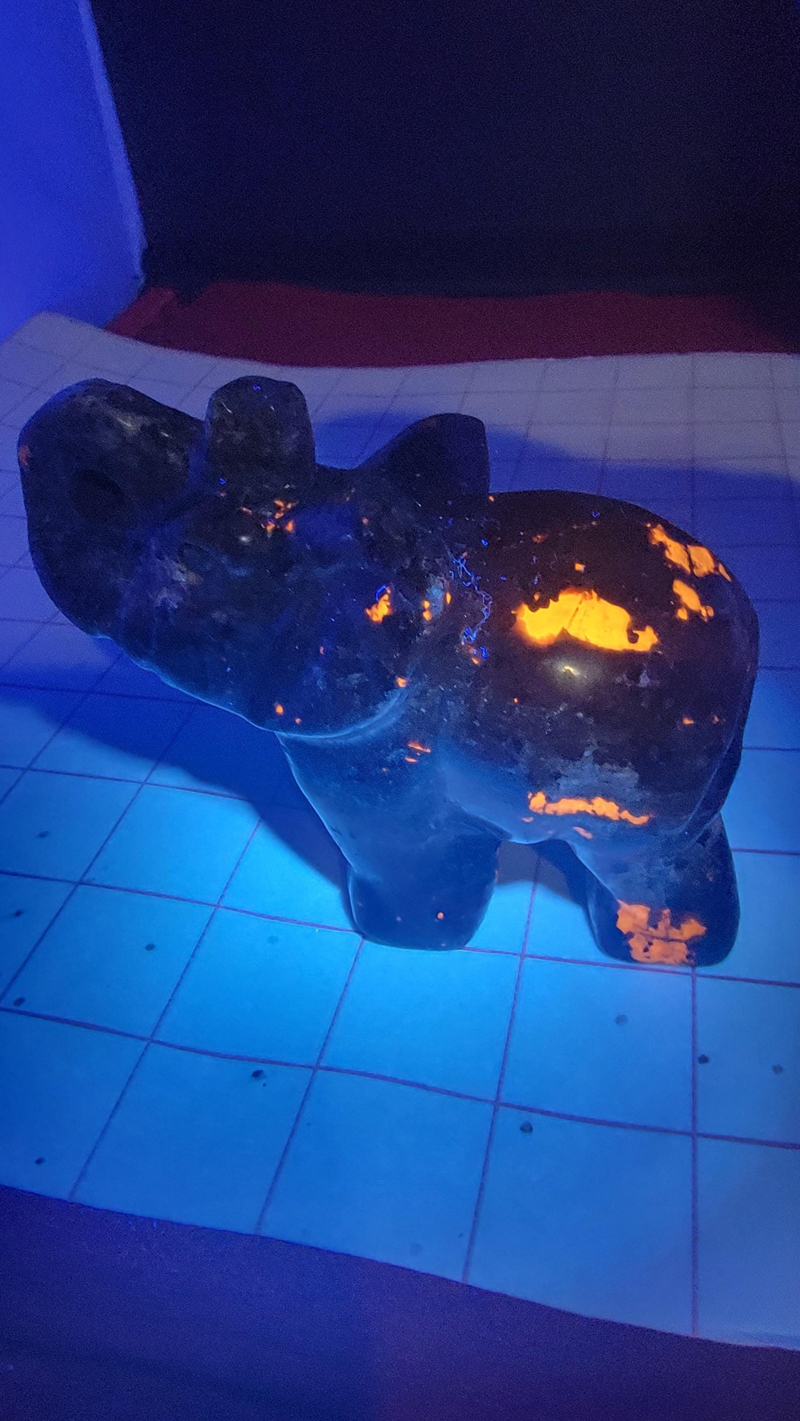 Yooperlite Carving: Hand-Carved Glowing Elephant, Stitch, Owl, or Shark — Owl