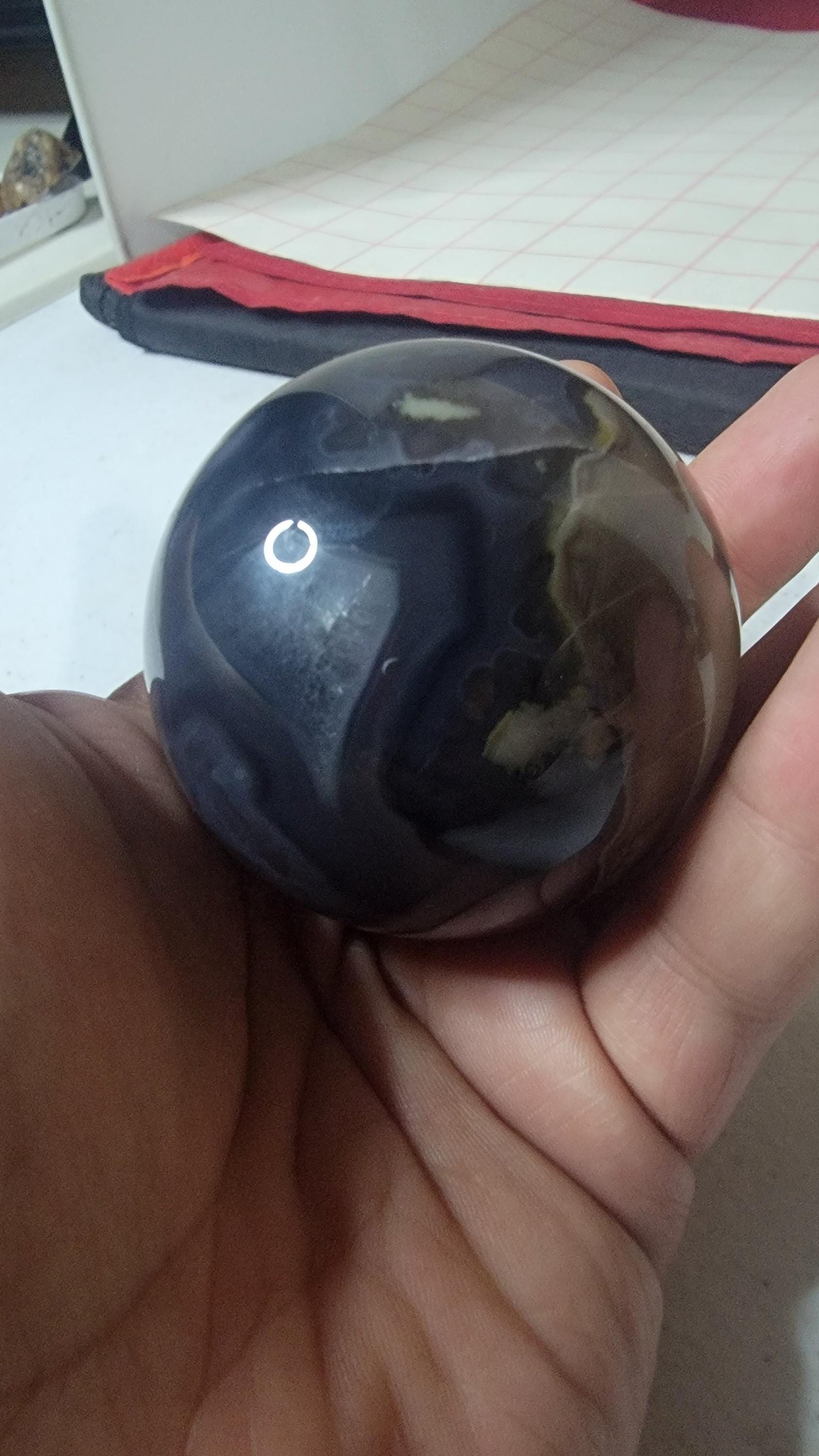 Volcano Agate Sphere: Hand-Polished UV Reactive Crystal Ball — 9.4oz