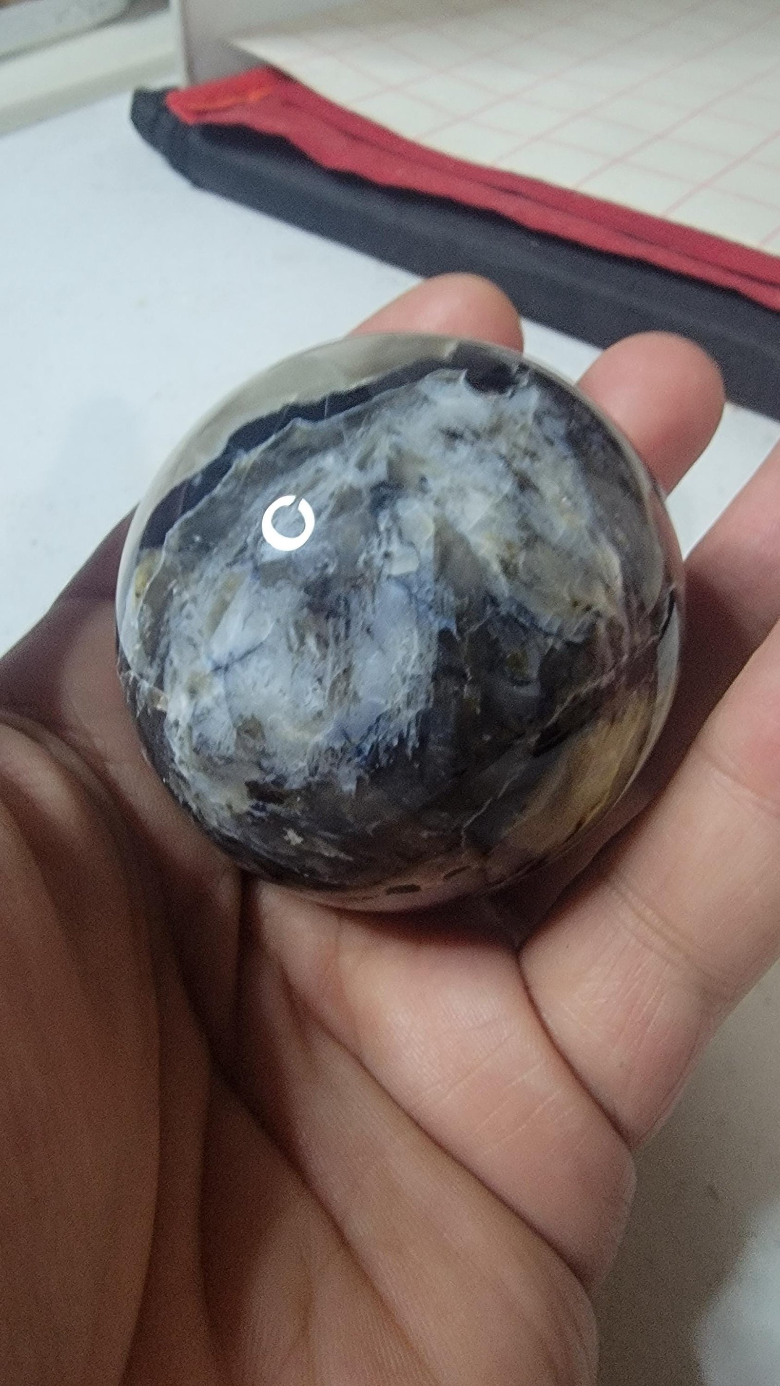 Volcano Agate Sphere: Hand-Polished UV Reactive Crystal Ball — 9.4oz — photo 4 of 8