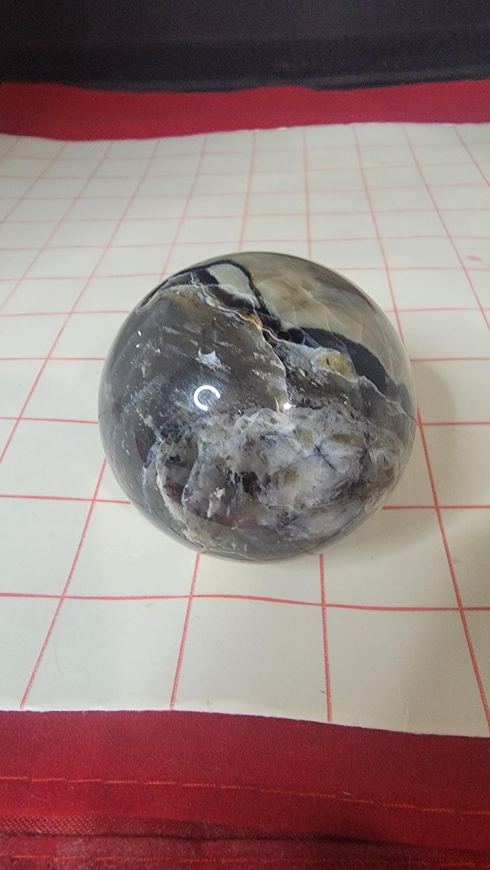Volcano Agate Sphere: Hand-Polished UV Reactive Crystal Ball — 9.4oz — photo 5 of 8