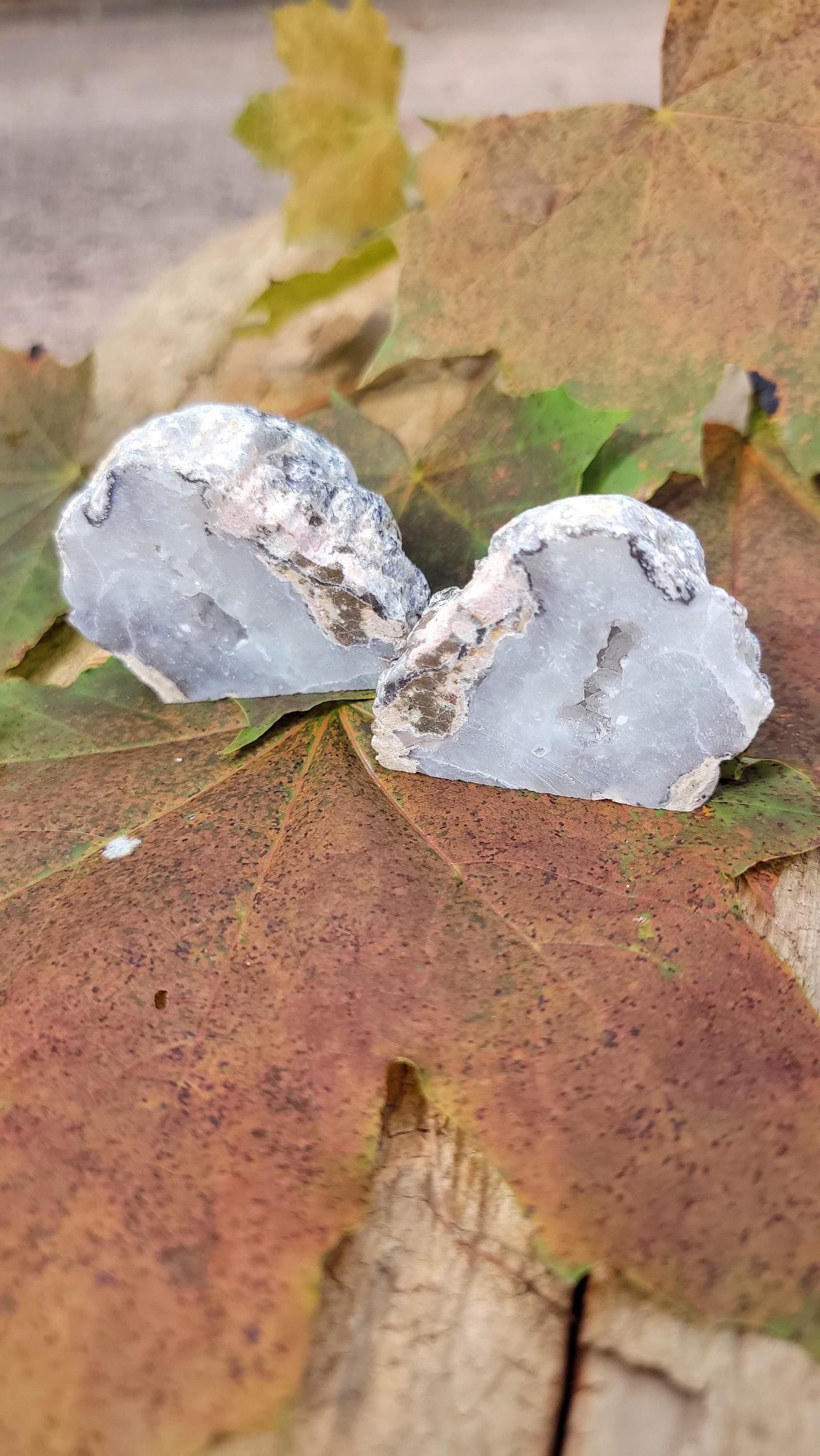 UV Reactive Geode Pair: Druzy Quartz Pockets, Raw Natural Beauty
