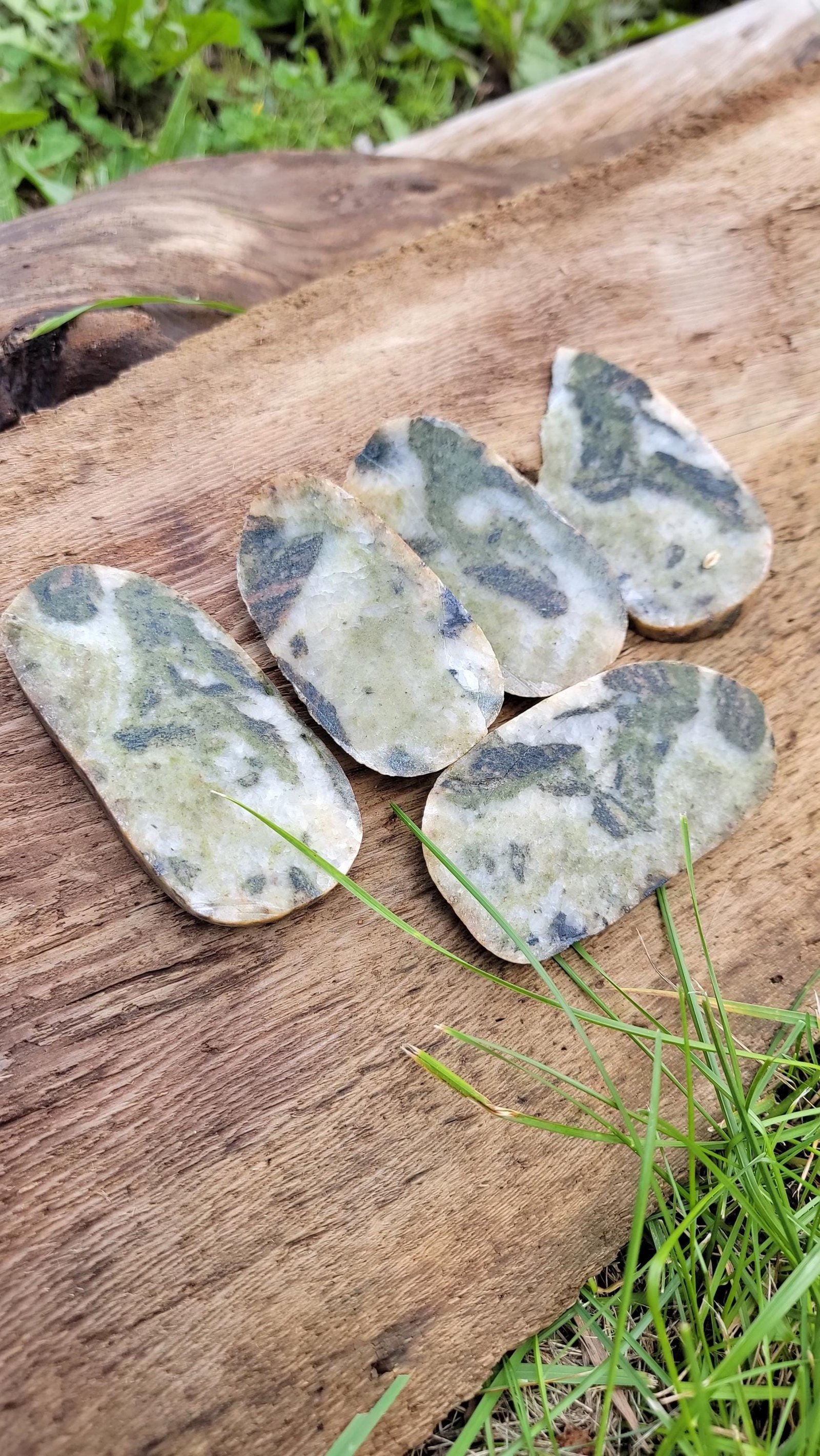 RARE Green Epidote in Quartz Slab - 2x3.5" - Lapidary Ready / Cab Rough Heal
