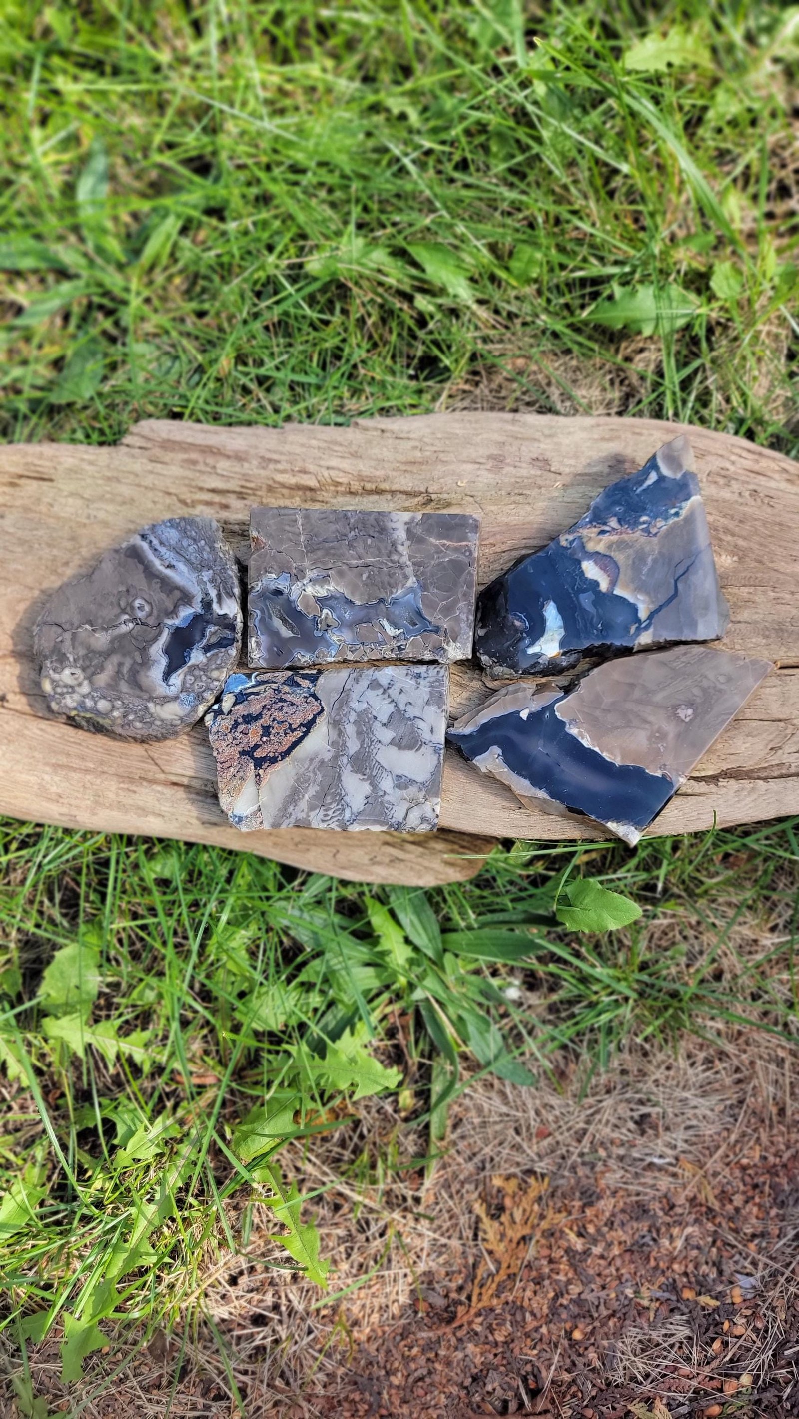 Polished Volcano Agate Slab: UV Reactive, Host Rock Inclusions — 7oz