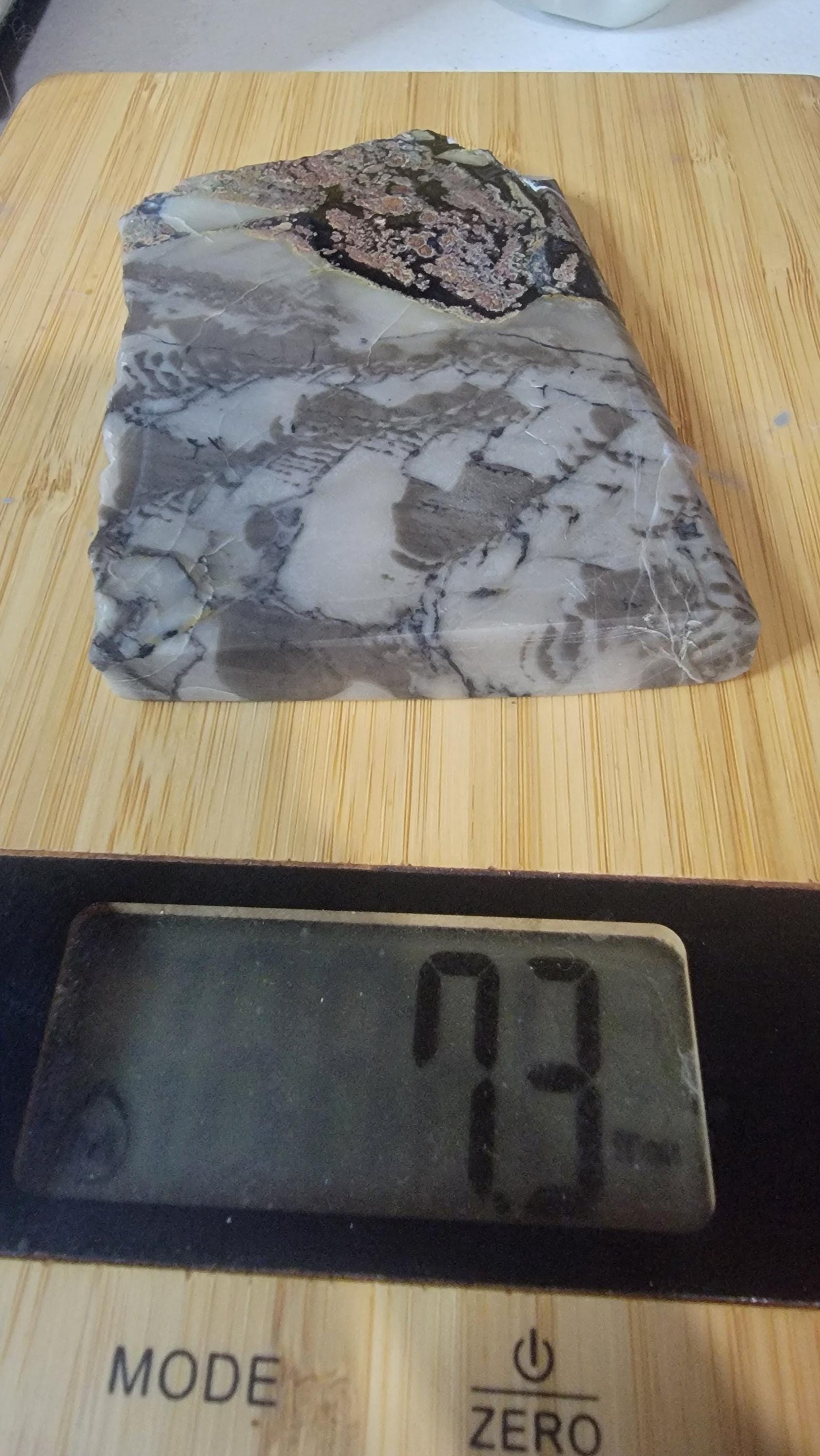 Polished Volcano Agate Slab: UV Reactive, Host Rock Inclusions — 7.2oz