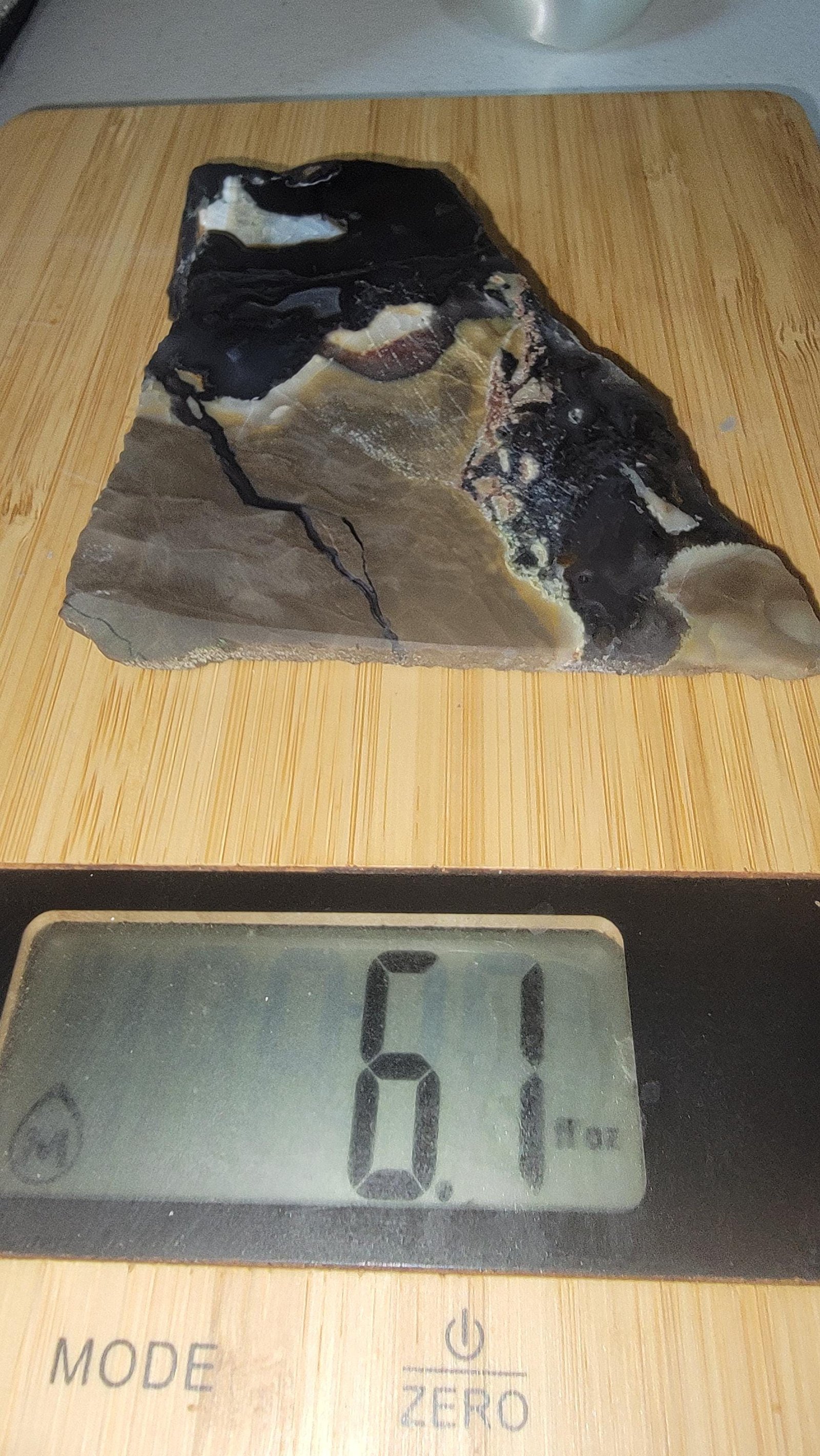 Polished Volcano Agate Slab: UV Reactive, Host Rock Inclusions — 7.3oz — photo 8 of 8